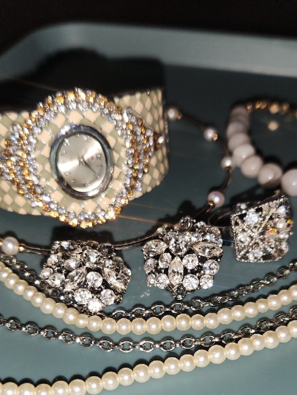Denacci Retro Cuff Watch and Bundled Jewelery